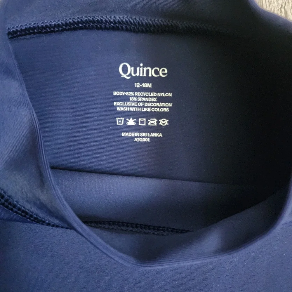 Quince Rash Guard Kids 12-18M Navy Blue Long Sleeve Swim Top ATG001
